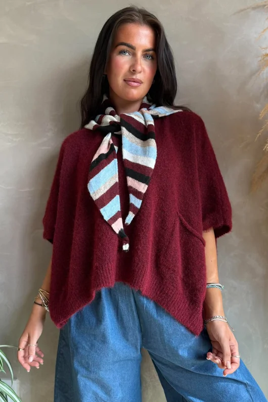 Jonti Stripe Knit Neckerchief Scarf 1 